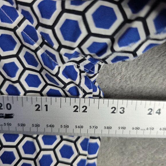 Womens Chicos Blue Hexagon Pattern Shirt No Iron Button Up Long Sleeve Size 3 - Picture 5 of 8
